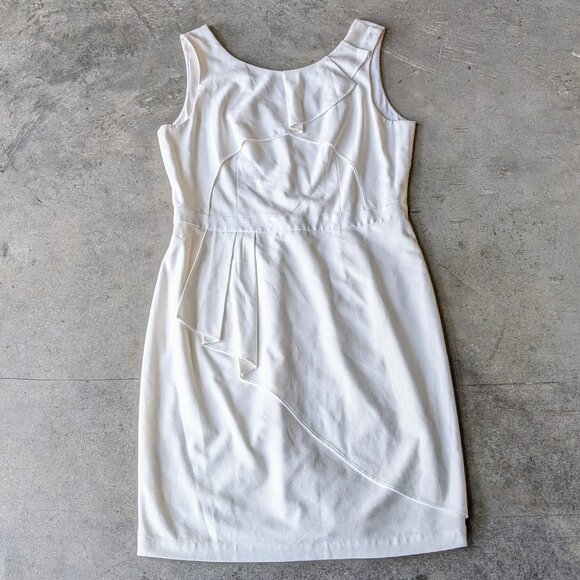 BCBGMaxAzria Siri White Sleeveless Layered Sheath Mini Dress size 12 - Picture 3 of 10